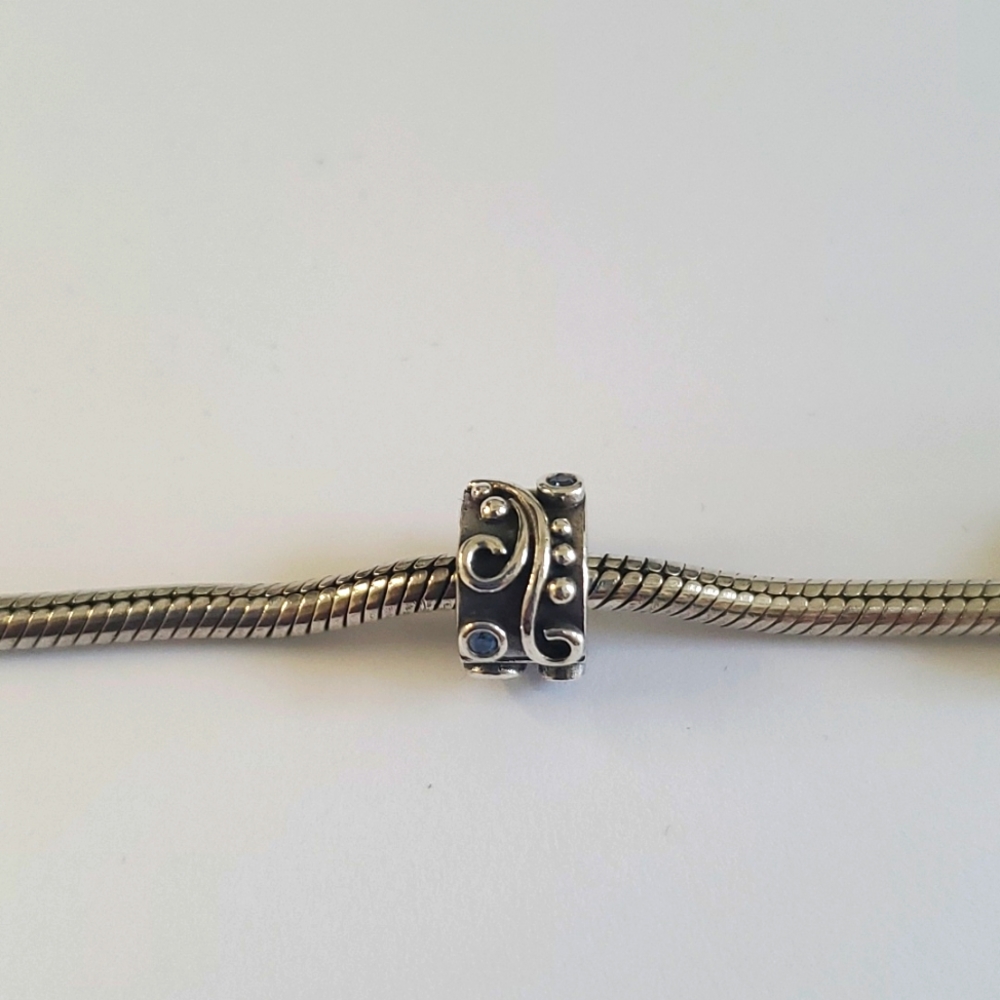 Authentic Pandora Clip Charm, Blue Tendril Swirls